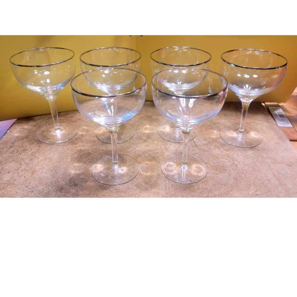 Set of 2 Lenox Ariel Champagne Coupe Glasses Crystal Vintage Style Barware - Picture 8 of 8